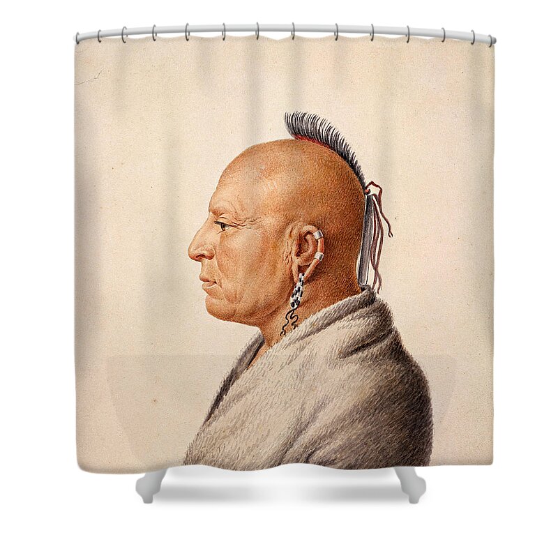 Charles Balthazar Julien Fevret De Saint-memin Shower Curtain featuring the drawing Osage Warrior by Charles Balthazar Julien Fevret de Saint-Memin