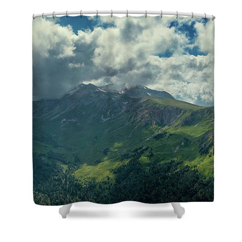 Mountain Shower Curtain featuring the photograph Oshten mount in Caucasus Mountains by Mikhail Kokhanchikov