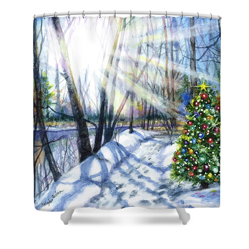 Christmas Art Shower Curtain featuring the painting Our Christmas by Patricia Allingham Carlson