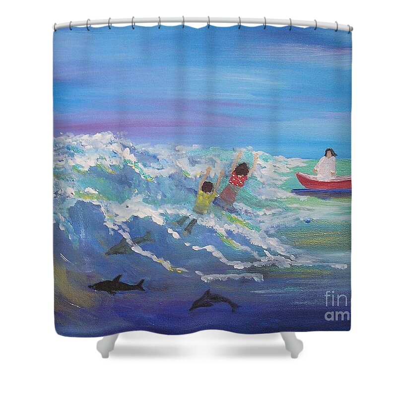 Out Of The Storm Shower Curtain featuring the painting Out of the Storm by Karen Jane Jones