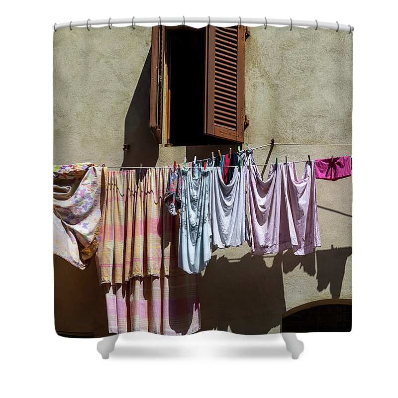 Laundry Shower Curtain featuring the photograph Out to Dry by Denise Kopko