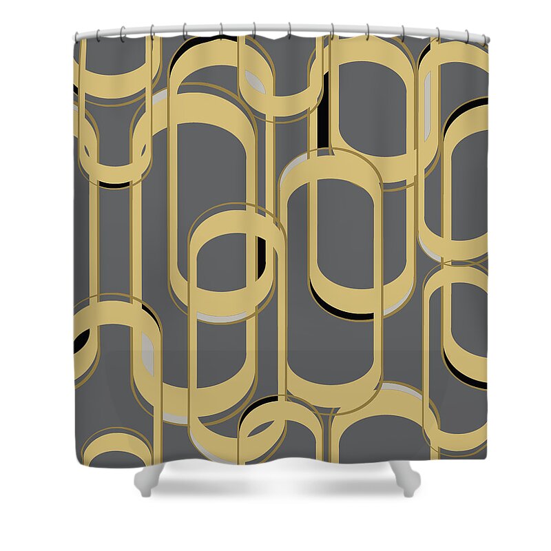 Art Deco Shower Curtain featuring the digital art Oval Link Seamless Repeat Pattern by Sand And Chi