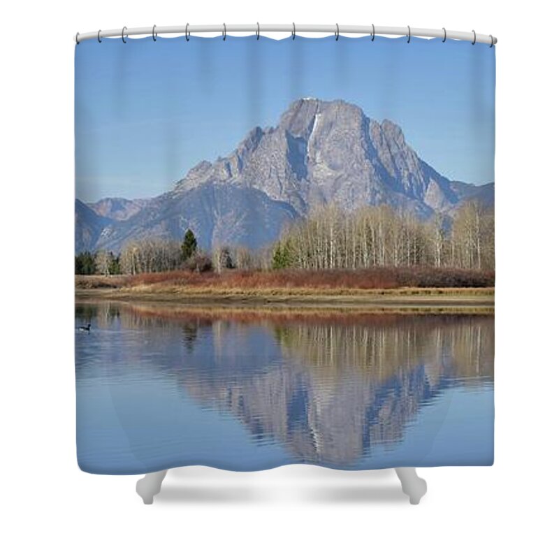 River Shower Curtain featuring the photograph Oxbow Bend Pano by Ed Stokes