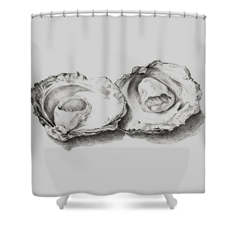 Animal Shower Curtain featuring the painting Oysters White by Tony Rubino
