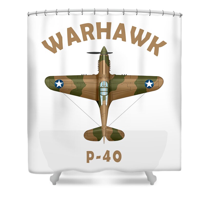 Curtiss P-40 Warhawk Shower Curtain featuring the photograph P-40 Warhawk by Mark Rogan