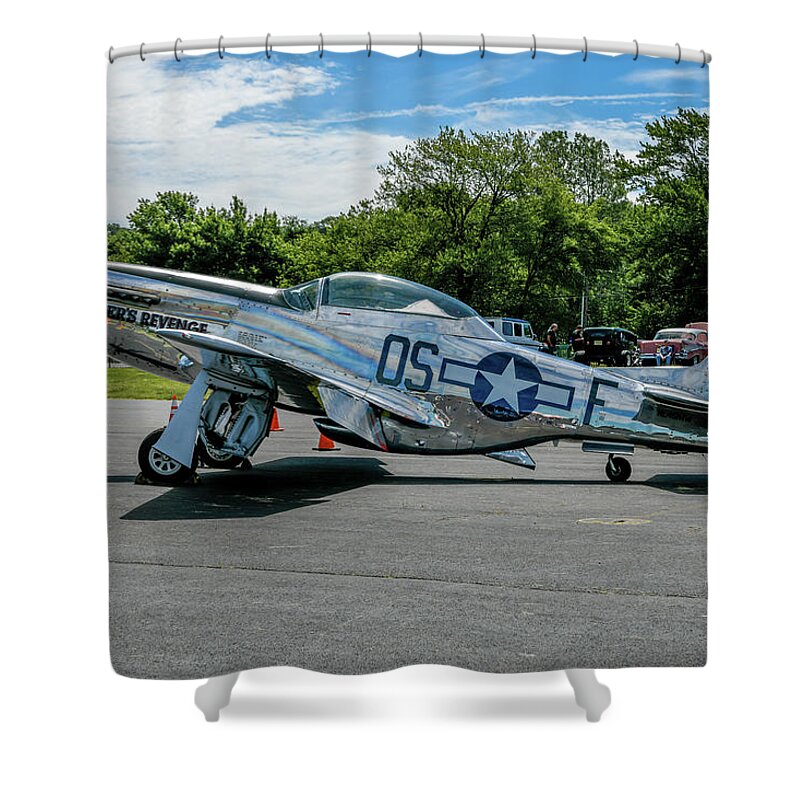 Plane Shower Curtain featuring the photograph P-51 Mustang Tigers Revenge by Anthony Sacco