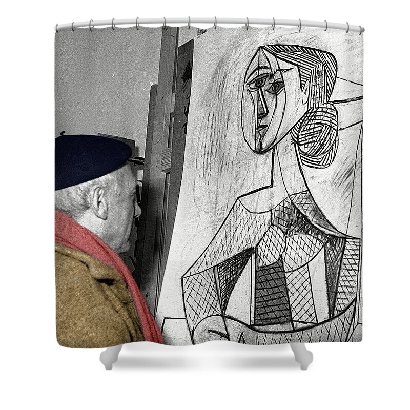 Picasso Shower Curtain featuring the photograph Pablo Picasso 1 by Andrew Fare