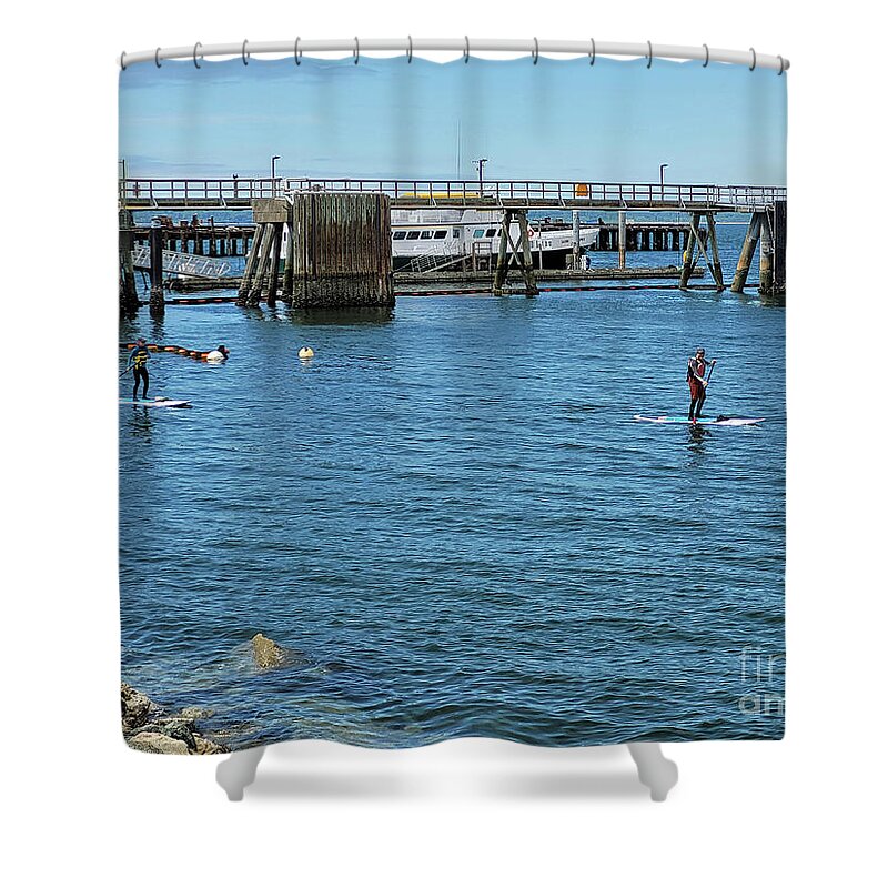 Paddle Boarders By Norma Appleton Shower Curtain featuring the photograph Paddle Boarders by Norma Appleton