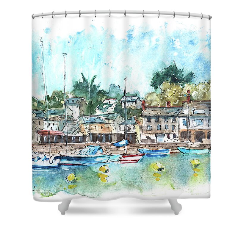 Travel Shower Curtain featuring the painting Padstow 01 by Miki De Goodaboom