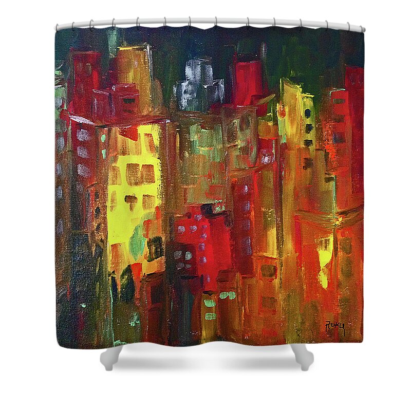 City Shower Curtain featuring the painting Paint it Red by Roxy Rich