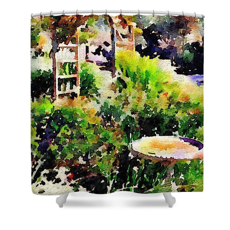 Waterlogue Shower Curtain featuring the photograph A Special Garden by Sandra Lee Scott