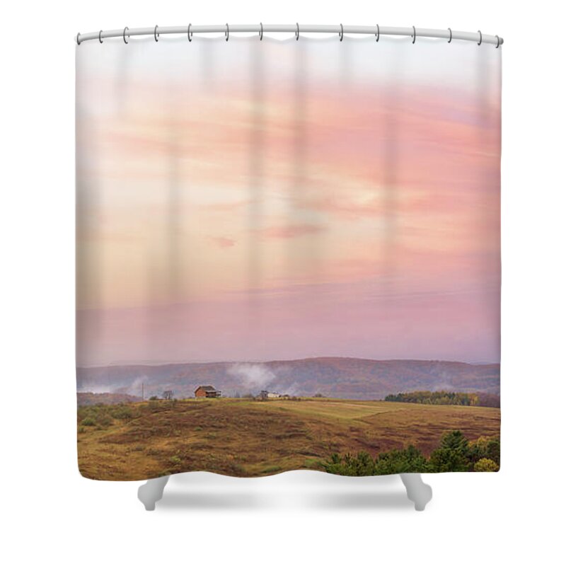 Dream Home Shower Curtain featuring the photograph Painted Sky - Hilltop Vista by Rehna George