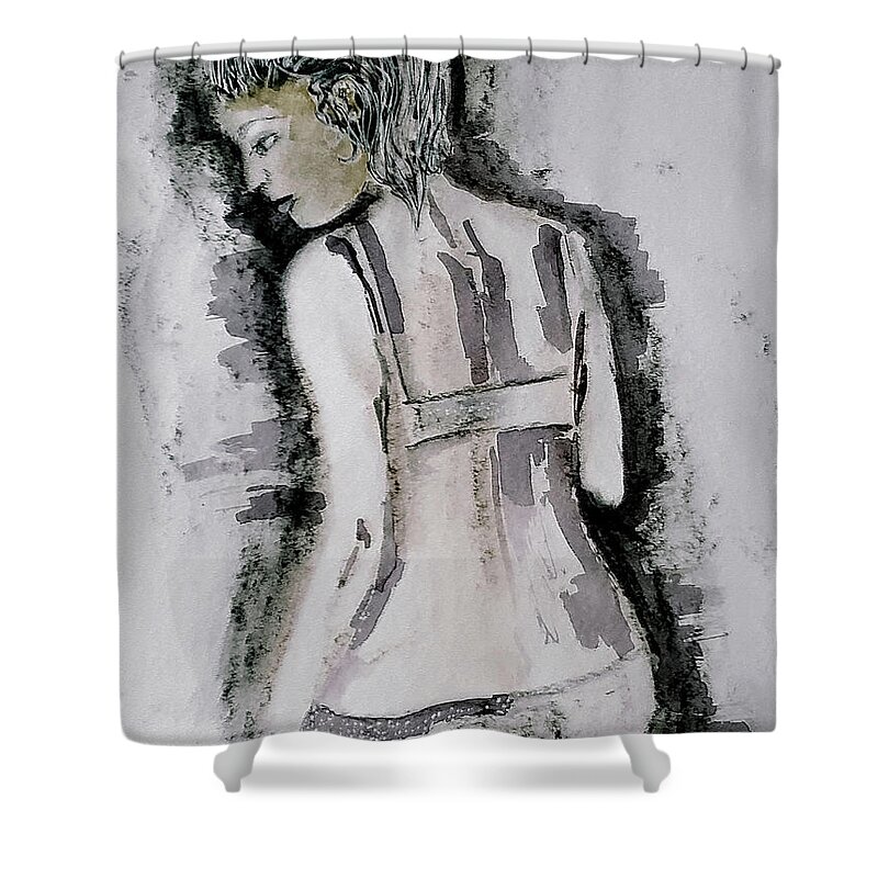 Woman Shower Curtain featuring the painting Painted With Wine by Lisa Kaiser