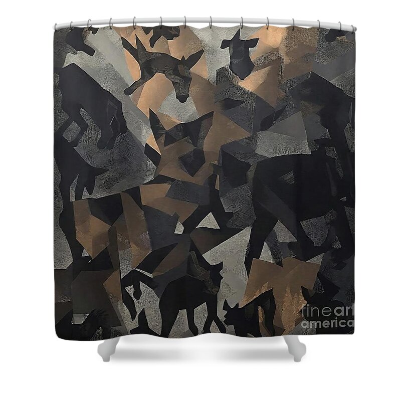 Creative Shower Curtain featuring the painting Painting Animal Mixture creative art colorful pos by N Akkash