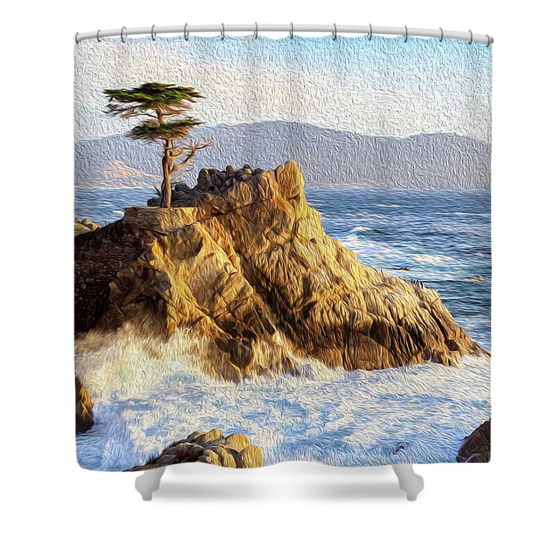 Ngc Shower Curtain featuring the photograph Painting of the Lone Cypress by Robert Carter