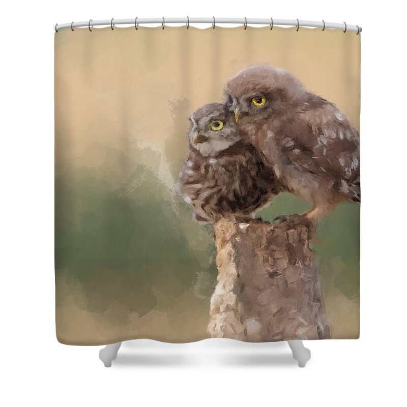 Pair Of Athenas Yellow-eyed Hunters Shower Curtain featuring the painting Pair of Athenas Yellow-Eyed Hunters by Gary Arnold
