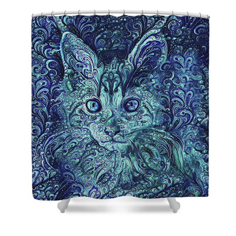 Maine Coon Cats Shower Curtain featuring the digital art Paisley Pussycat by Peggy Collins