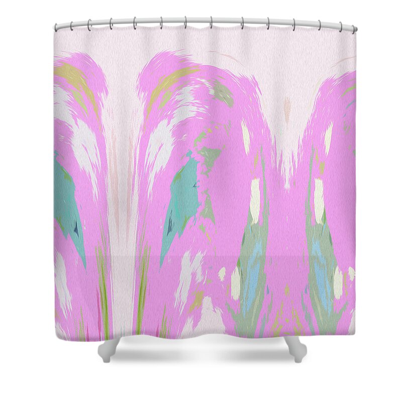 Pink Shower Curtain featuring the painting Pale Pink Wave Abstract by Tracy-Ann Marrison