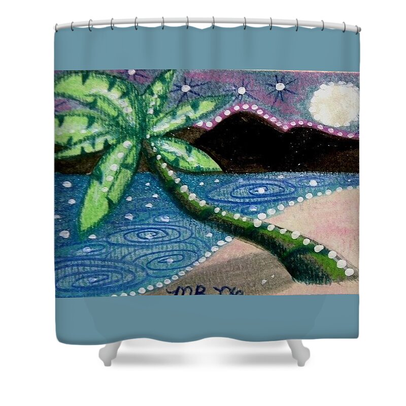 Palm Tree Shower Curtain featuring the painting Palm At Night by Monica Resinger