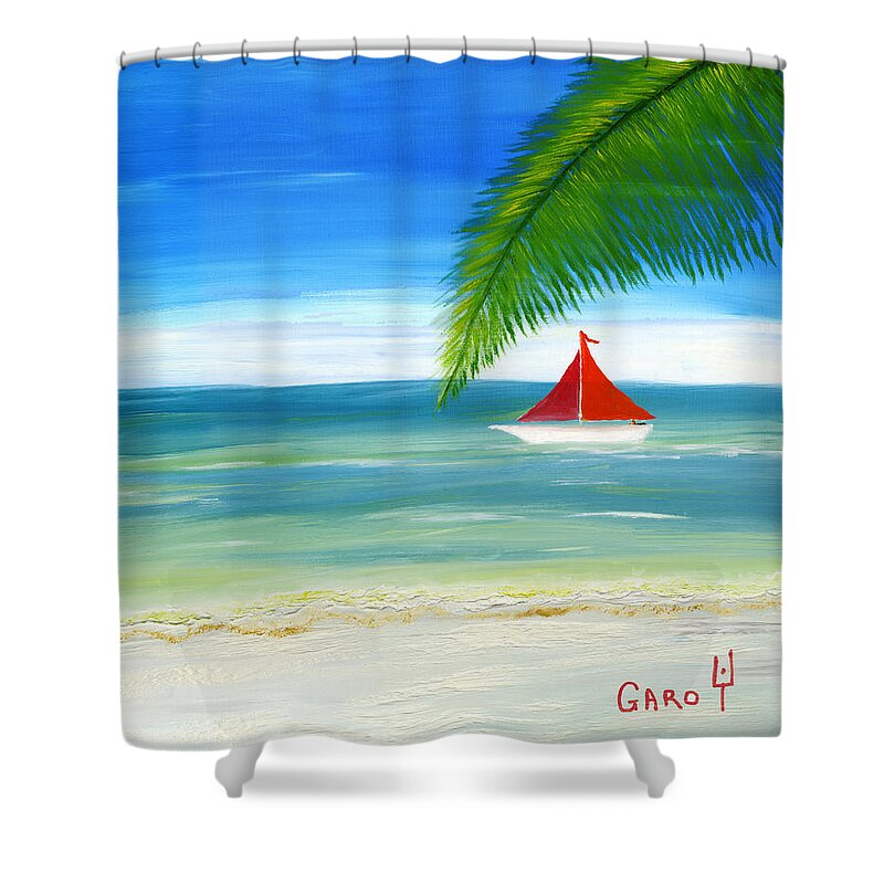 Miami Shower Curtain featuring the painting Palm Beach by Garo Yepremian