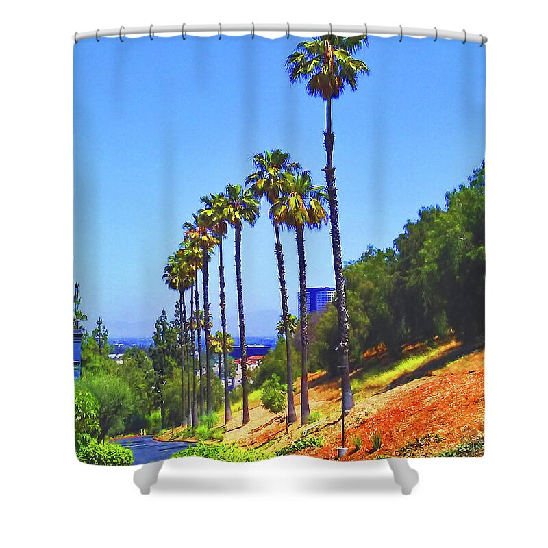 Palm Trees Shower Curtain featuring the photograph Palm Tree Road by Andrew Lawrence