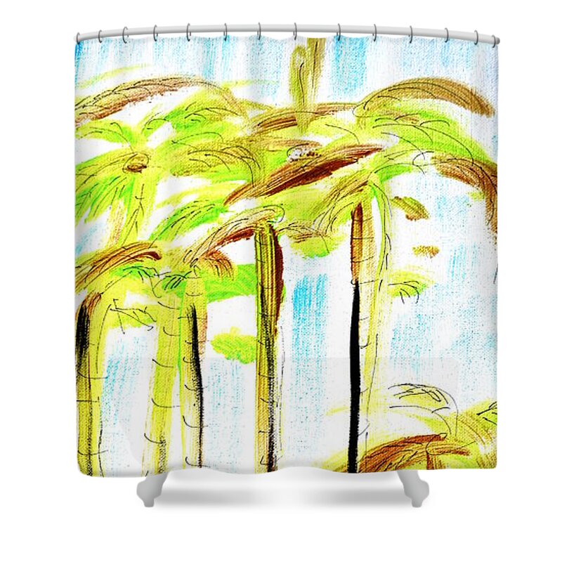 Palm Trees Shower Curtain featuring the painting Palm Trees by Brent Knippel