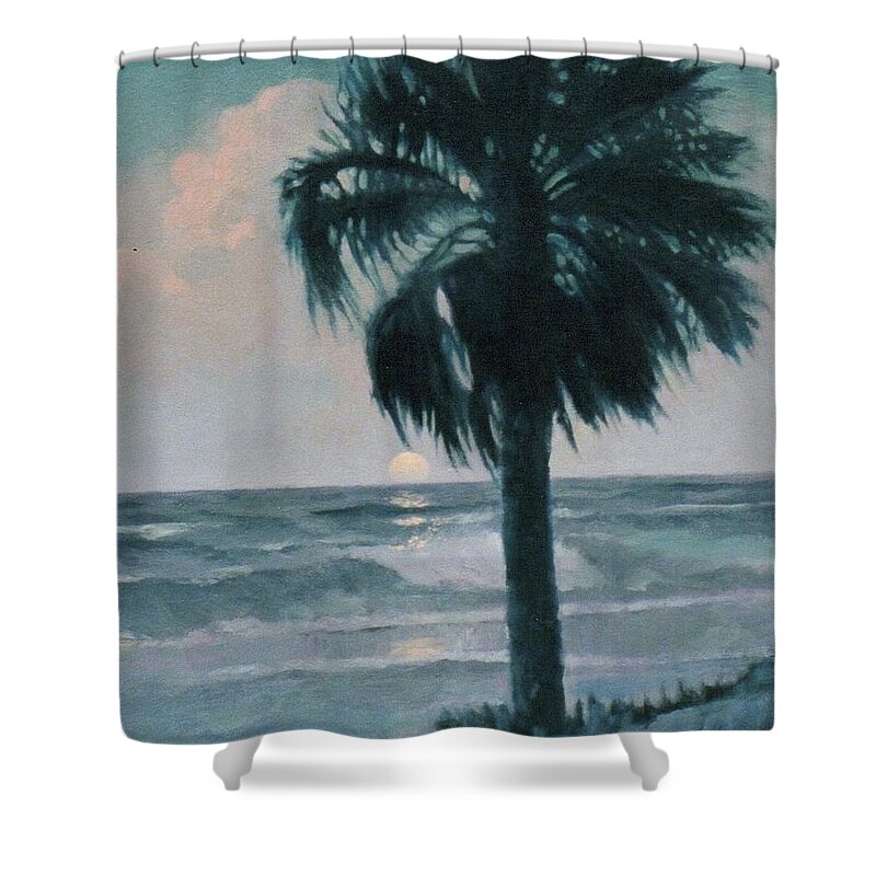 Palmetto Tree Shower Curtain featuring the painting Palmetto Tree by Blue Sky