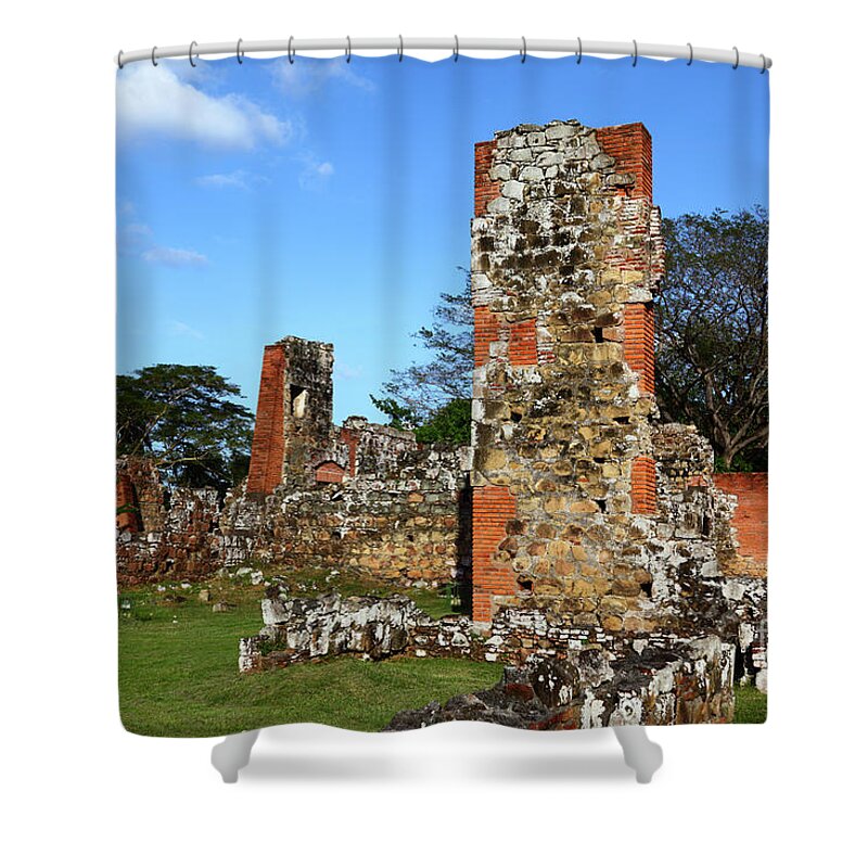 Panama Shower Curtain featuring the photograph Panama Viejo ruins by James Brunker