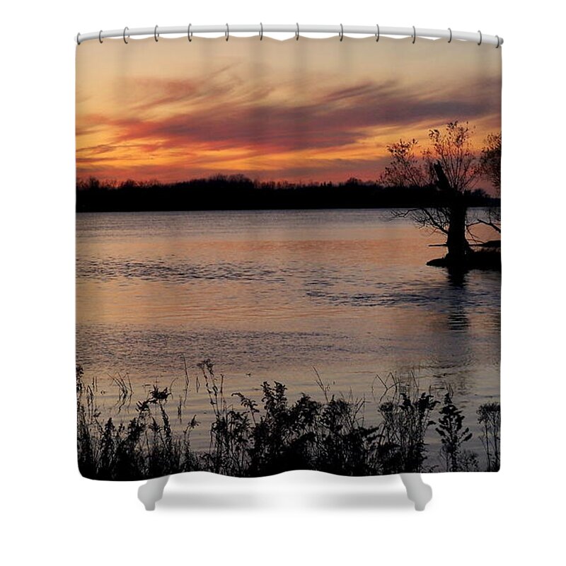 Beaver Island State Park Shower Curtain featuring the photograph Pandemic Sunset at Beaver Island State Park by Tony Lee