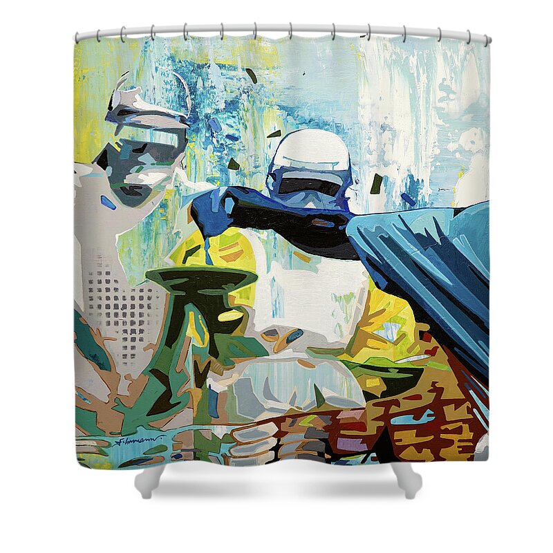 Pangaea Shower Curtain featuring the painting Pangaea, Erde by Uwe Fehrmann