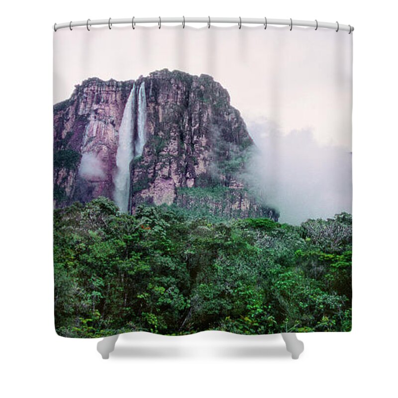 Dave Welling Shower Curtain featuring the photograph Panorama Angel Falls Canaima Np Venezuela by Dave Welling