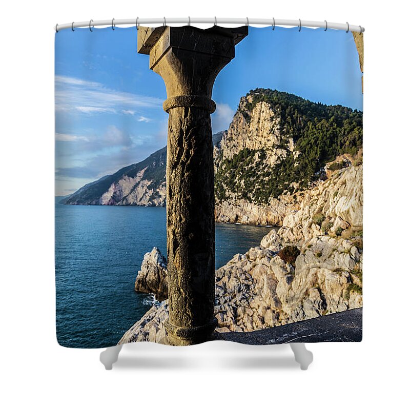 Window Shower Curtain featuring the photograph Panorama of Byron's Grotto by Fabiano Di Paolo