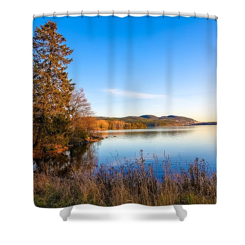 Panarama View. Landscape And Lake. Shower Curtain featuring the photograph Panorama View by Jeanette Rode Dybdahl