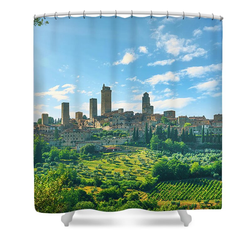Gimignano Shower Curtain featuring the photograph Summer in San Gimignano by Stefano Orazzini