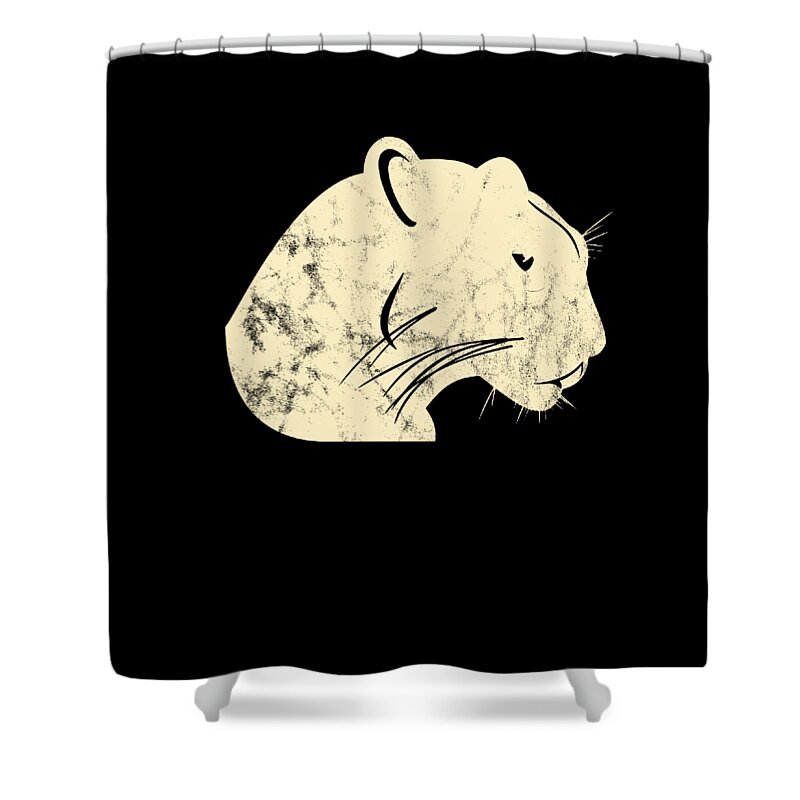 Wilderness Shower Curtain featuring the digital art Panther Head Vintage Panthers Jaguar Leopard Wildlife Forest Feline Cougar Gift by Thomas Larch
