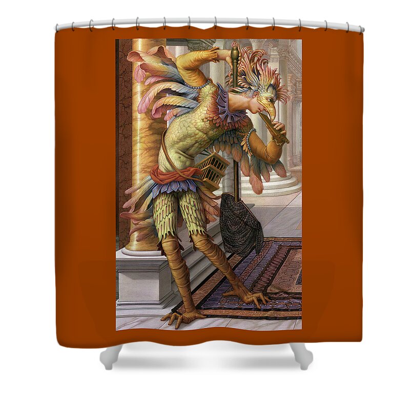 Papageno Shower Curtain featuring the painting Papageno by Kurt Wenner