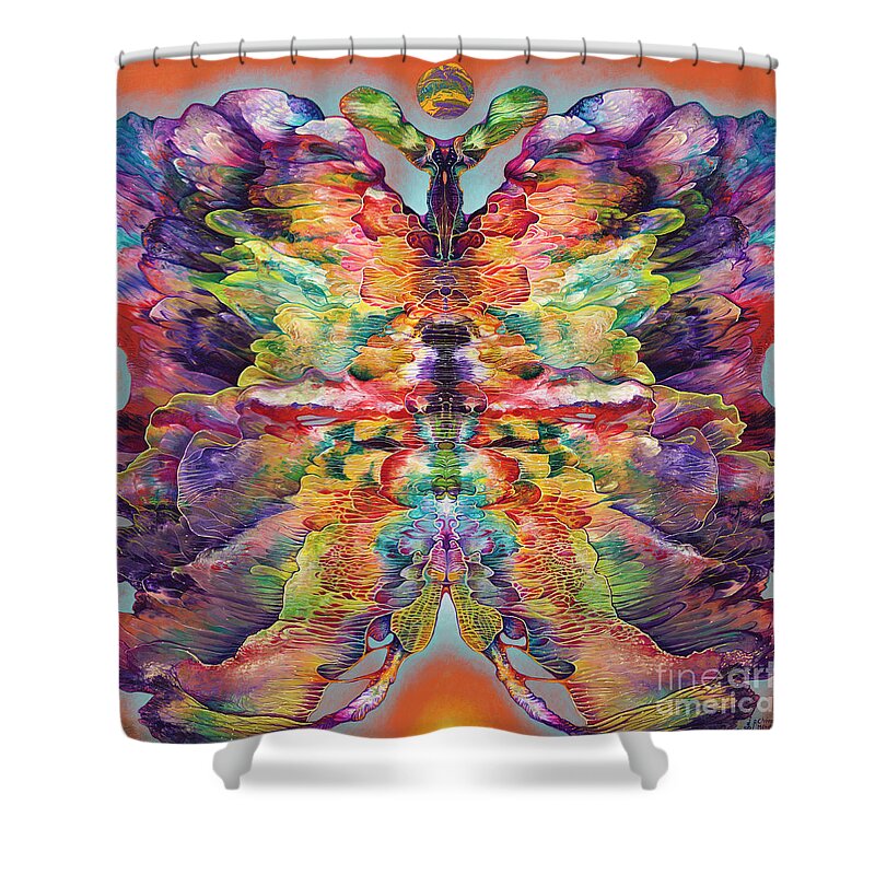 Papalotl Shower Curtain featuring the painting Papalotl 6 by Ricardo Chavez-Mendez
