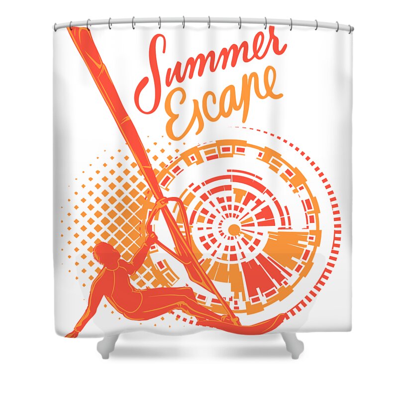 Beach Shower Curtain featuring the digital art Parasailor Summer Escape Parasailing by Jacob Zelazny