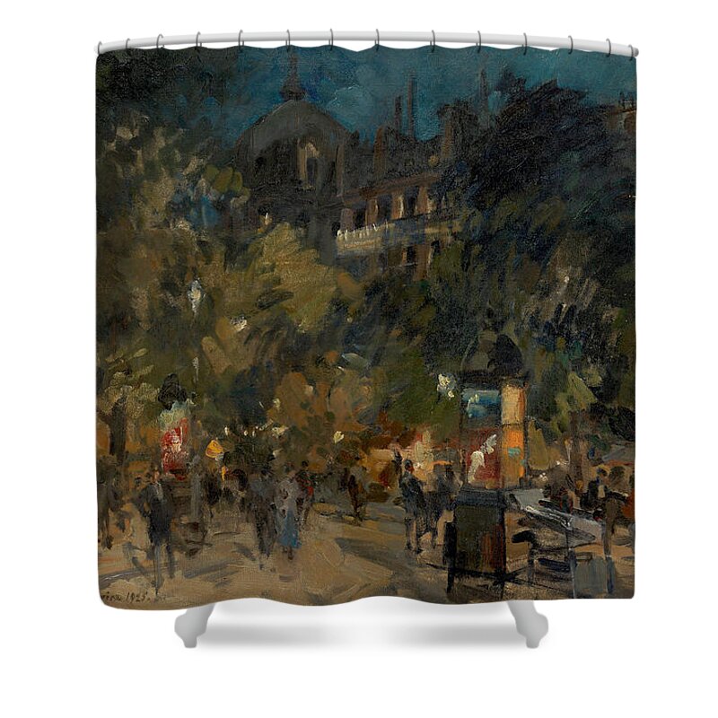 Korovin Shower Curtain featuring the painting Paris by Night 1925 by MotionAge Designs