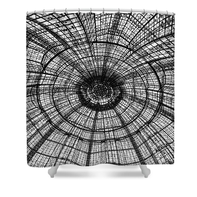 Black And White Shower Curtain featuring the photograph Paris Ceilings - Black and White by Melanie Alexandra Price