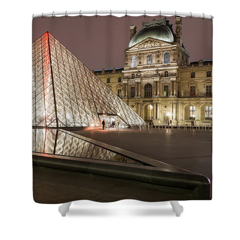 Louvre Shower Curtain featuring the photograph Paris - Le Louvre museum and pyramid 2 by Olivier Parent