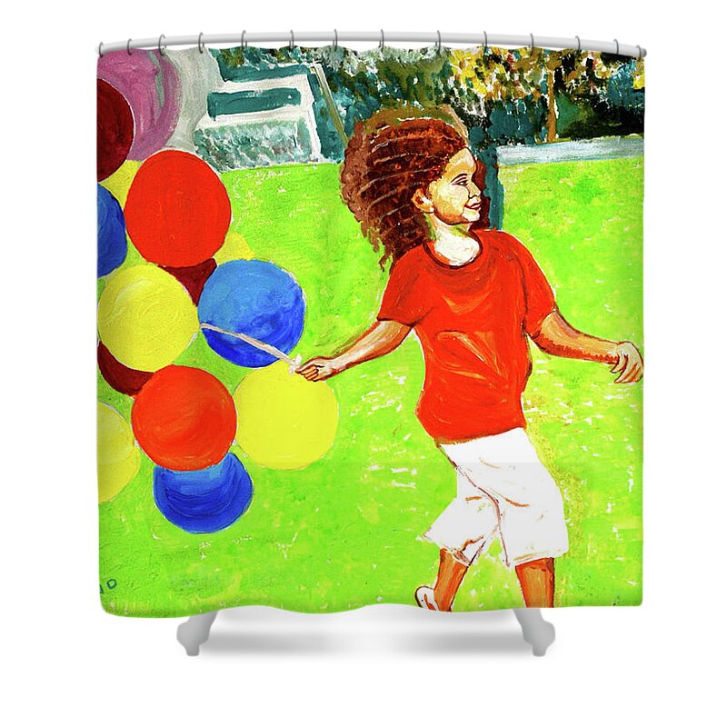 Child Factor Shower Curtain featuring the painting Park And Play by Anand Swaroop Manchiraju
