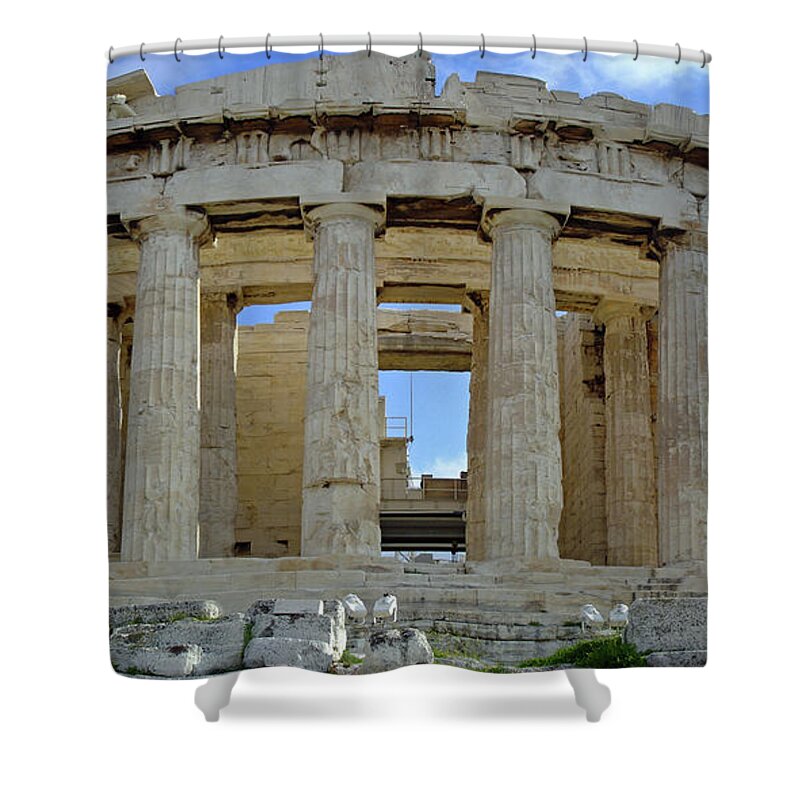 Athens Shower Curtain featuring the photograph Parthenon Close-up by Sean Hannon