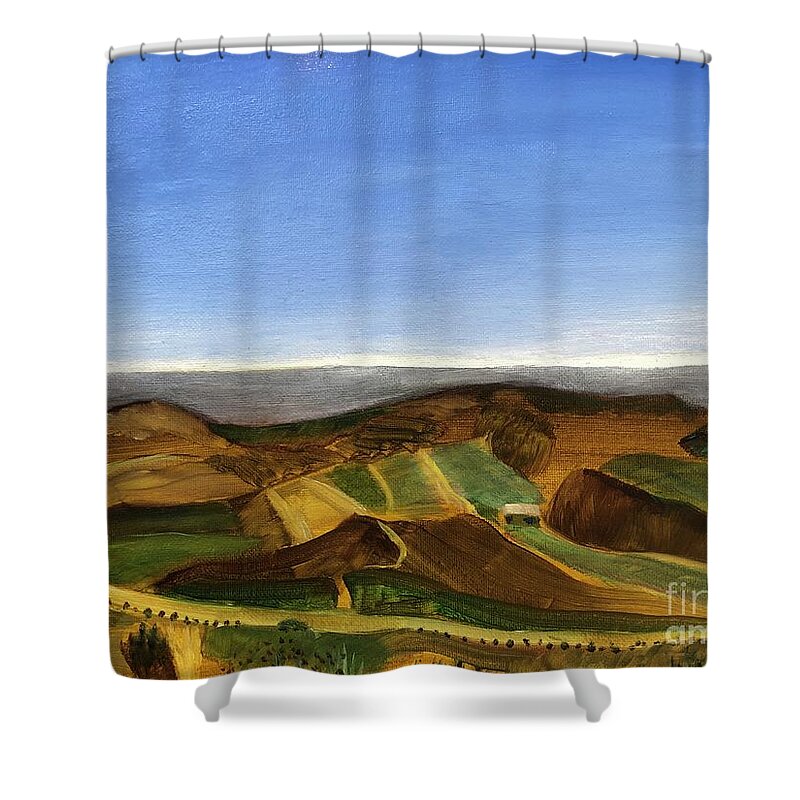 California Shower Curtain featuring the painting Pasa Robles by Kate Conaboy