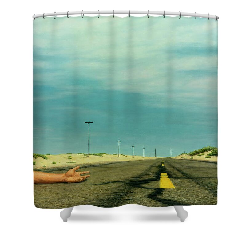 Highway Shower Curtain featuring the painting Pass With Care by James W Johnson