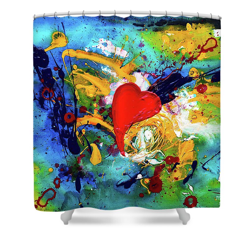 Abstract Shower Curtain featuring the painting Passion by Maria Meester