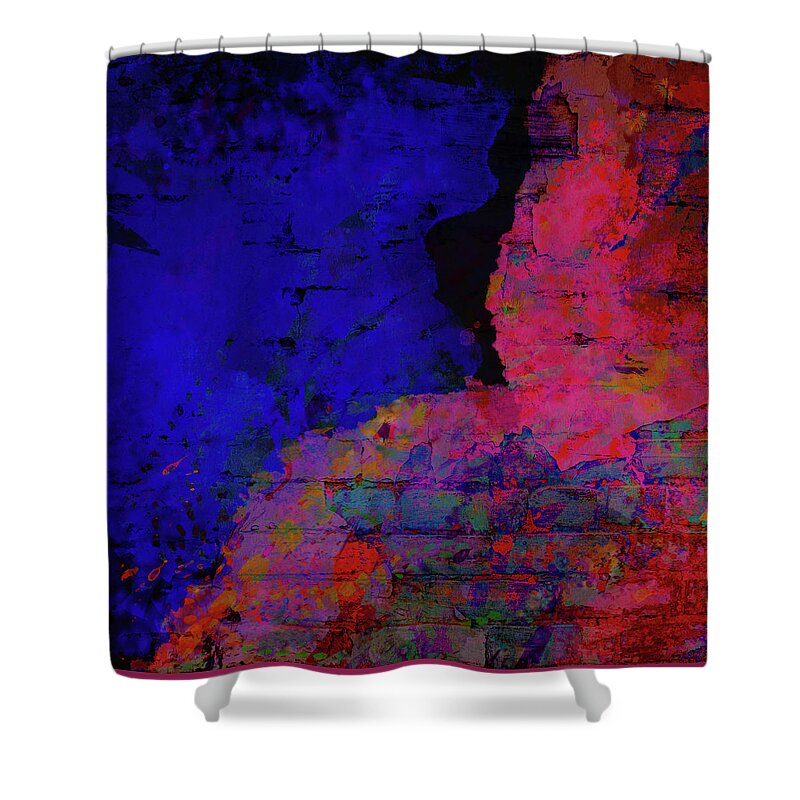 Painted Shower Curtain featuring the mixed media Passionate Bricks 1 by Marianne Campolongo
