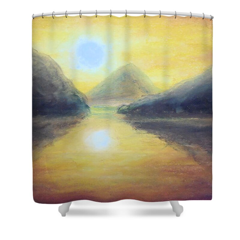 Sunset Shower Curtain featuring the painting Passionate Sea by Jen Shearer