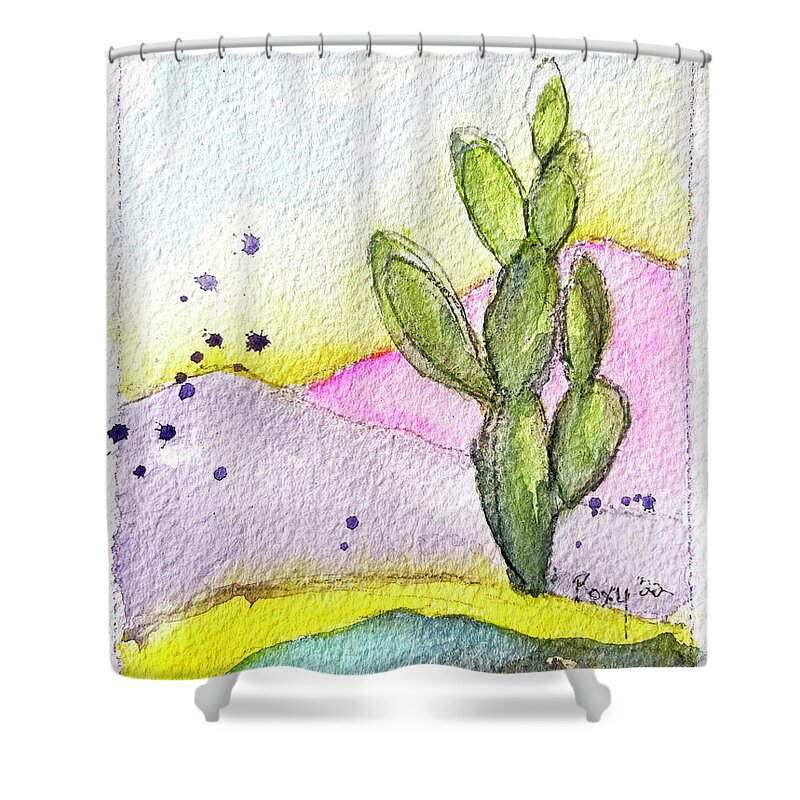 Pastel Shower Curtain featuring the painting Pastel Cactus by Roxy Rich