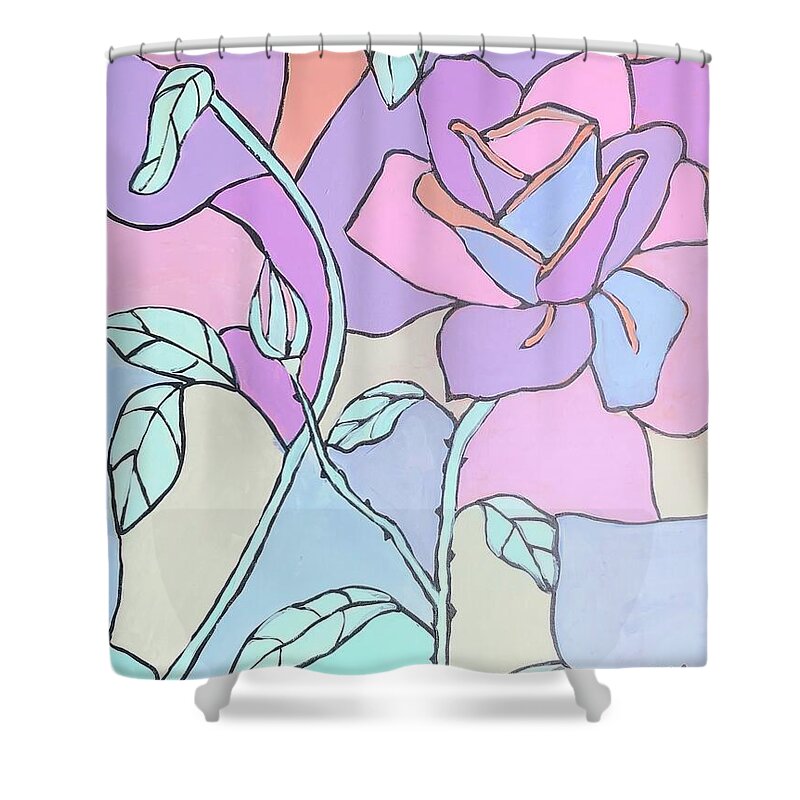  Shower Curtain featuring the painting Pastel Roses by Jam Art
